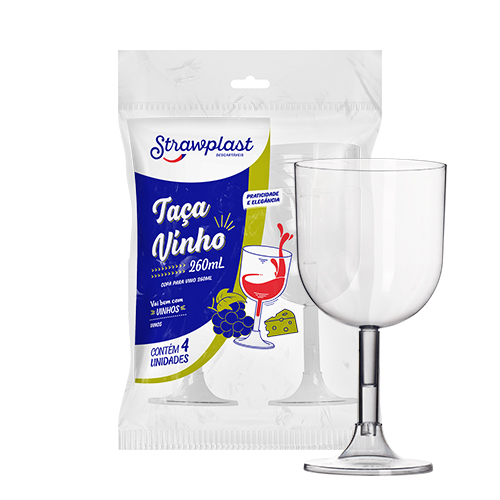 Taça Vinho 260ml Cristal – 4 unid