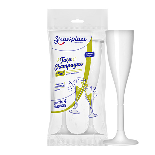 Taça Champagne Branca 120ml – 4 unid