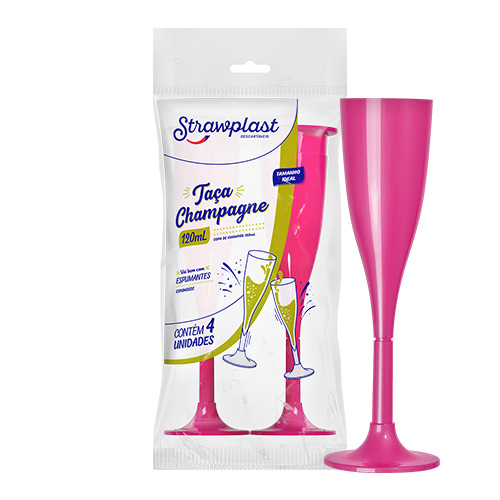 Taça Champagne Rosa 120ml – 4 unid